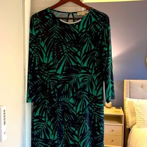 Unique palm tree dress. Navy and green-beautiful colors.